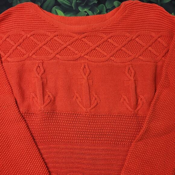 Talbots Petites Coral Nautical Anchor Tunic Sweater size XLP Petite - Picture 7 of 11